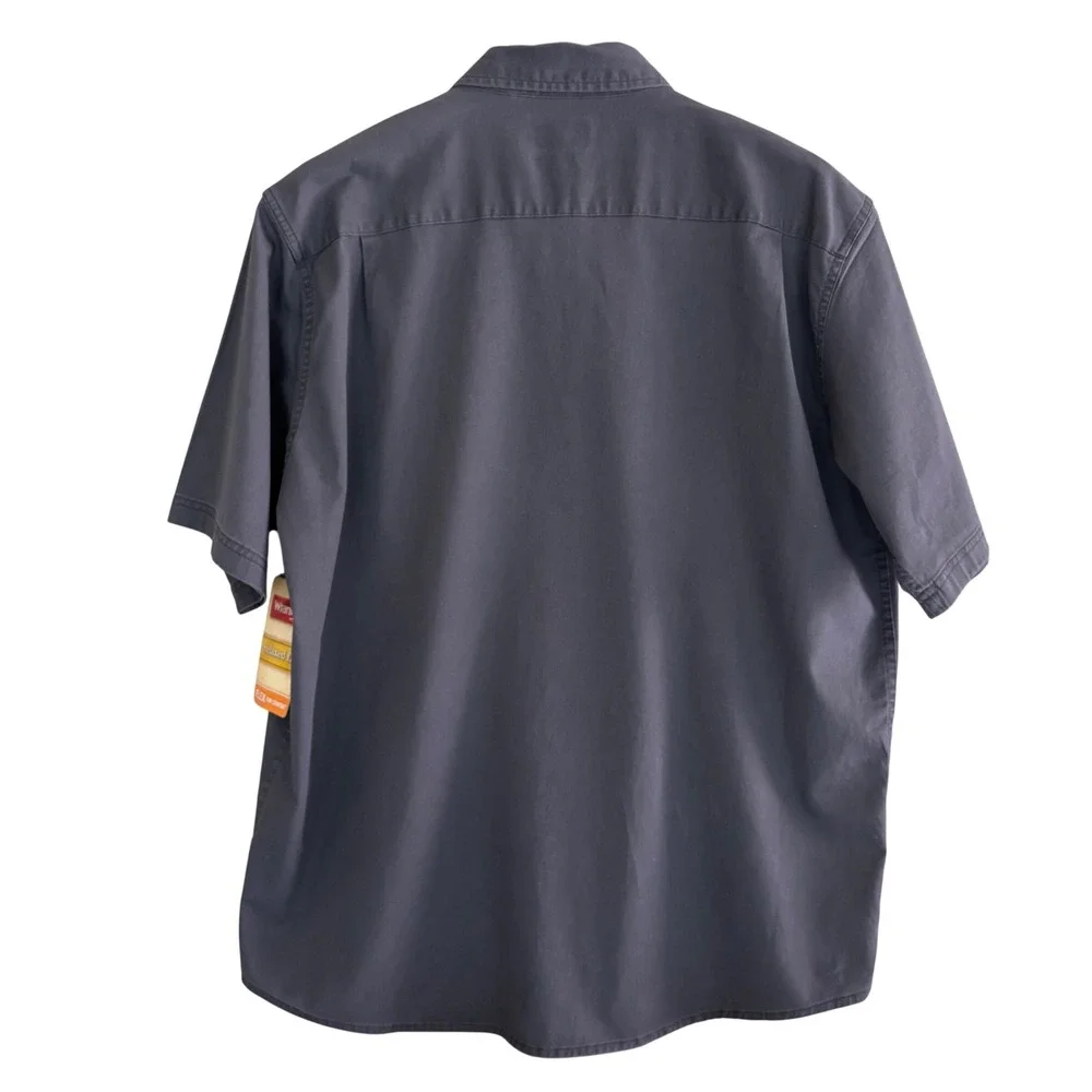 Wrangler Mens L Short Sleeve Shirt Gray Sun Washed Relaxed Fit   NWT Workwear